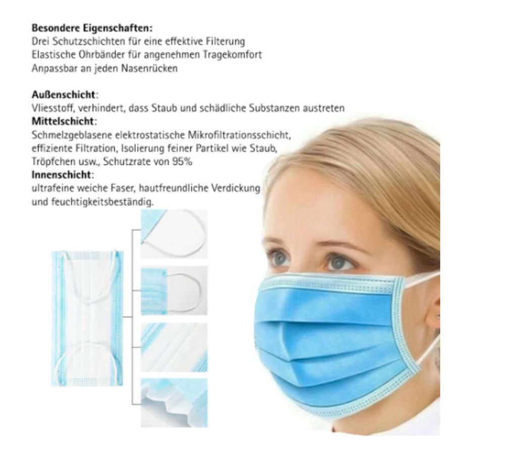 250x 3 Lagig Einweg Atemschutz Maske Kaufland De