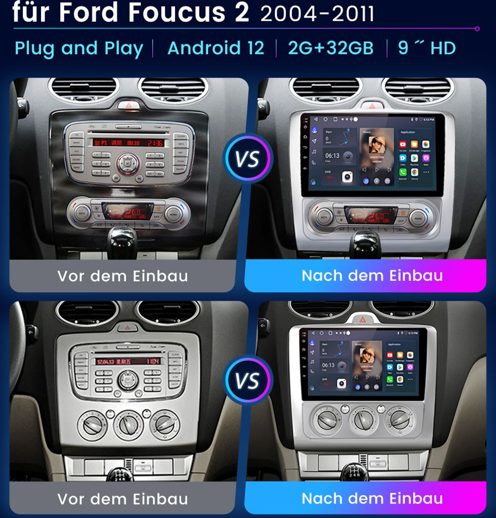 2din Radio Carplay Android13 Do Ford Focus Ii Kaufland Pl