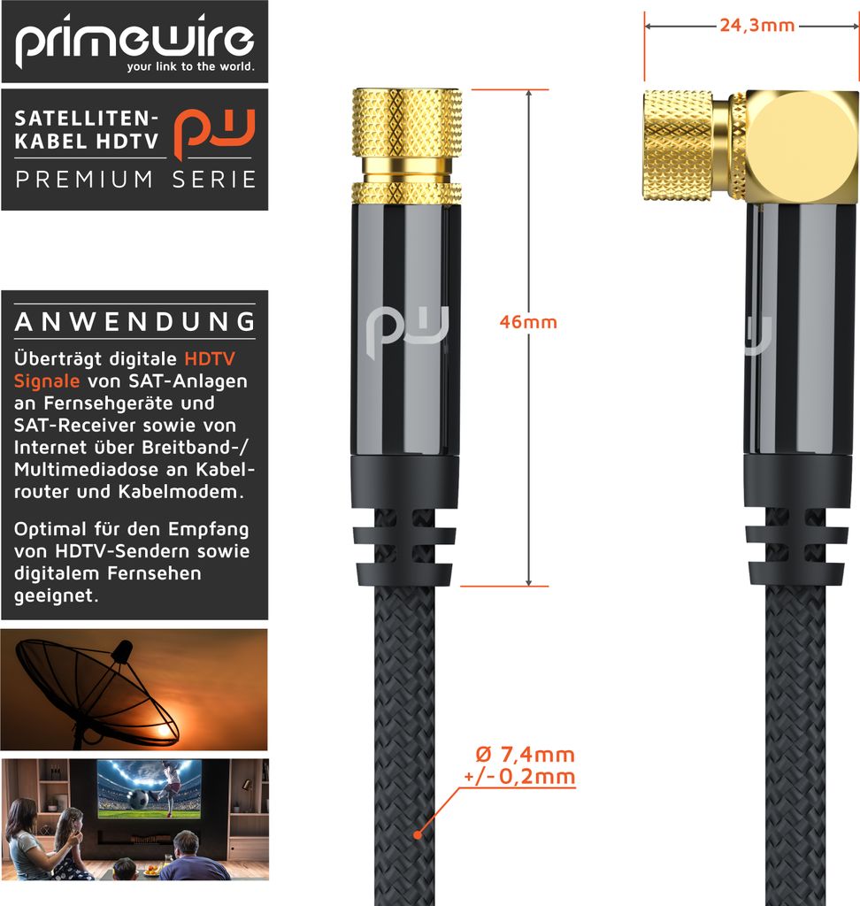 Satelitní kabel Primewire HDTV úhlový s Kaufland cz