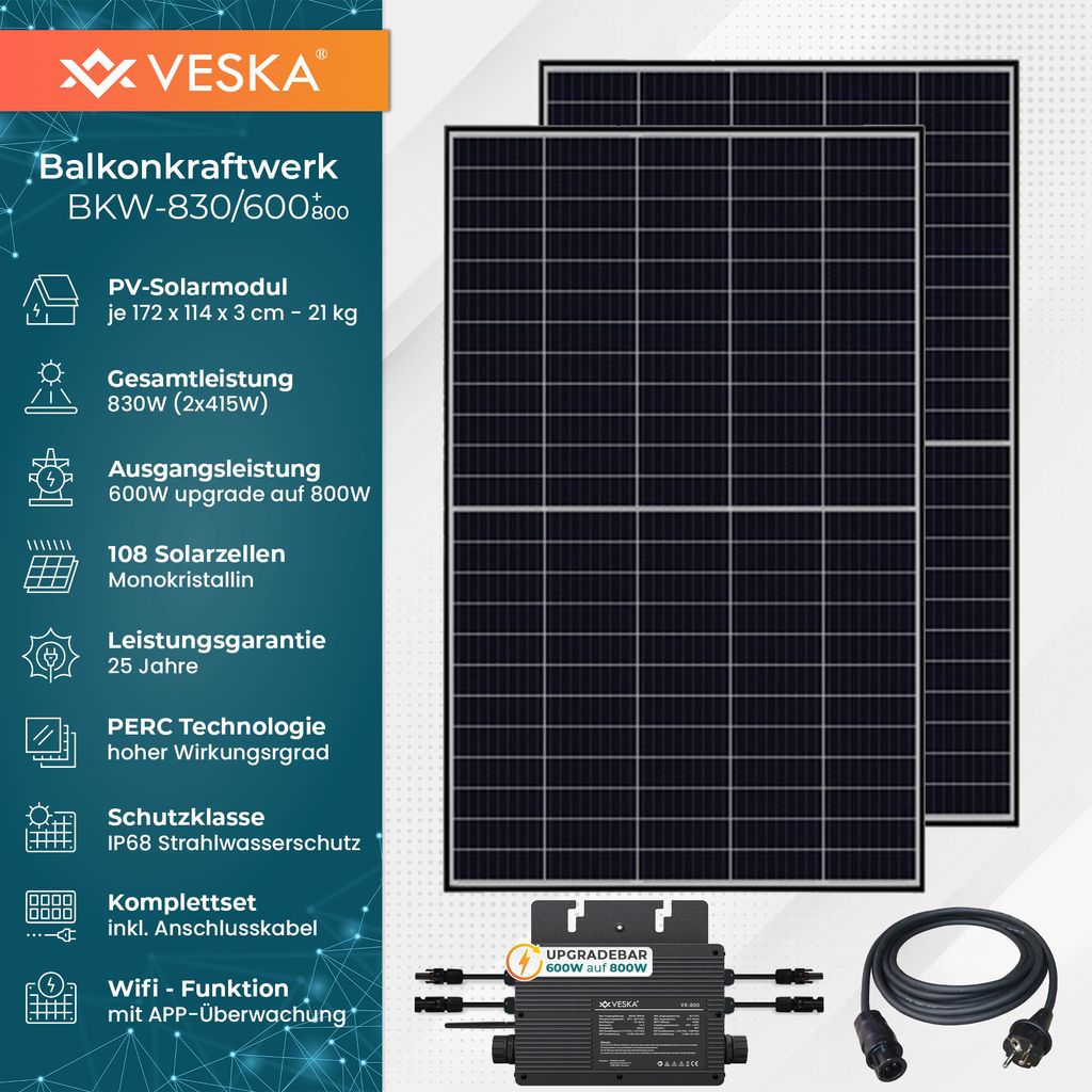 Balkonkraftwerk 830 W 600 W Solaranlage Kaufland De