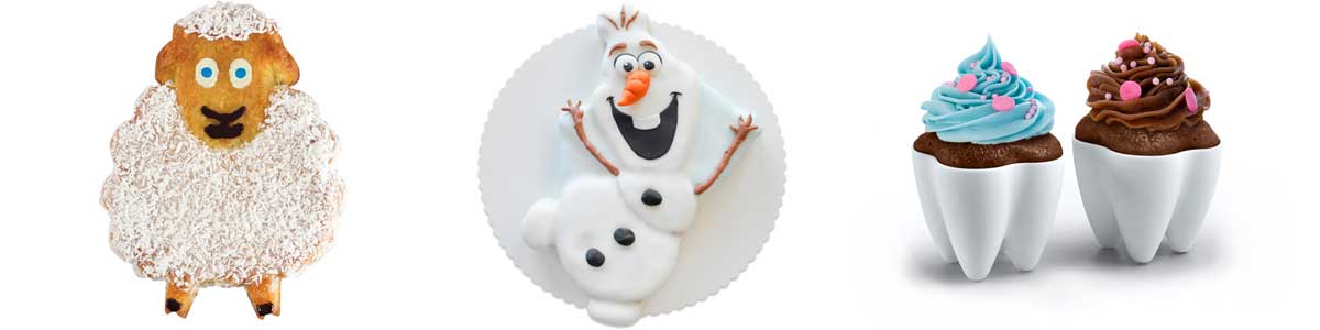 Kuchen in Schafform, Olaf aus dem Film Frozen als Kuchen, Cupcakes in Form von Backenzaehnen