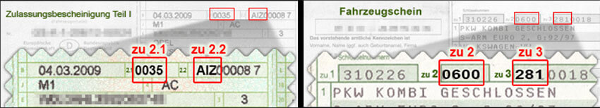 Nahaufnahme Fahrzeugschein