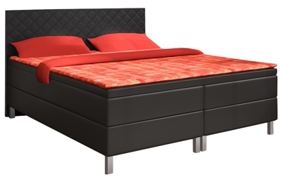 Boxspringbett in Schwarz-Rot