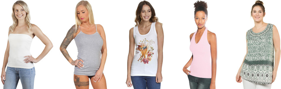 Bandeau-Top – Spaghetti-Top – Tank-Top – Neckholder-Top - Longtop