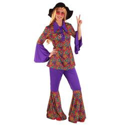 Damen Kostüm Hippie Kasak in gelb zu Karneval Fasching 