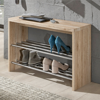 Holzbank mit Schuhregal