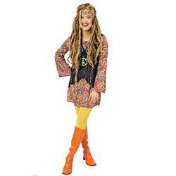 Damen Kostüm Hippie Kasak in gelb zu Karneval Fasching
