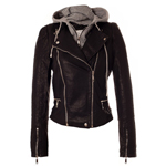 Damen-Bikerjacke mit eingearbeiteter Kapuze