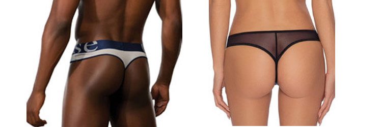 Tanga in weiß-blau und schwarz