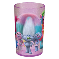 Buntes Wasserglas mit Trollen