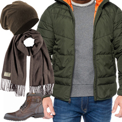 Winteroutfit mit Schal für Herren