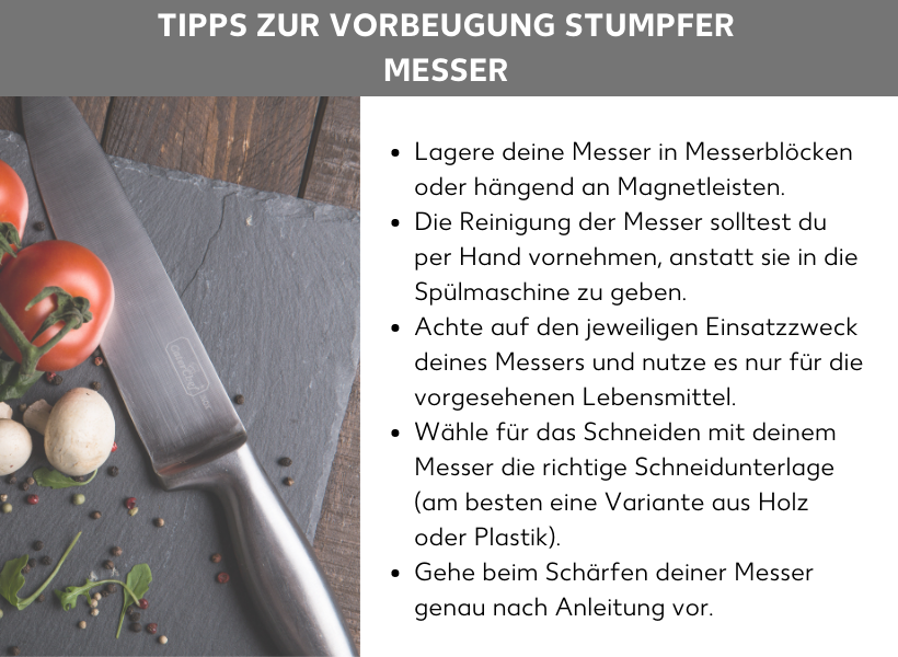 Tipps zur Vorbeugung stumpfer Messer