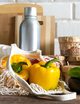 Paprika in Obstnetz