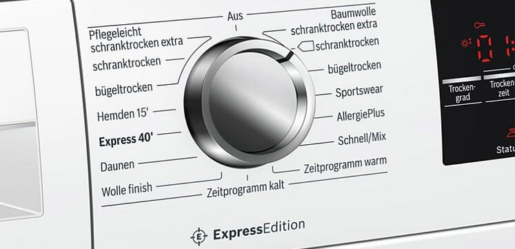 Programmeinheit eines Wäschetrockners mit Kondens-Funktion