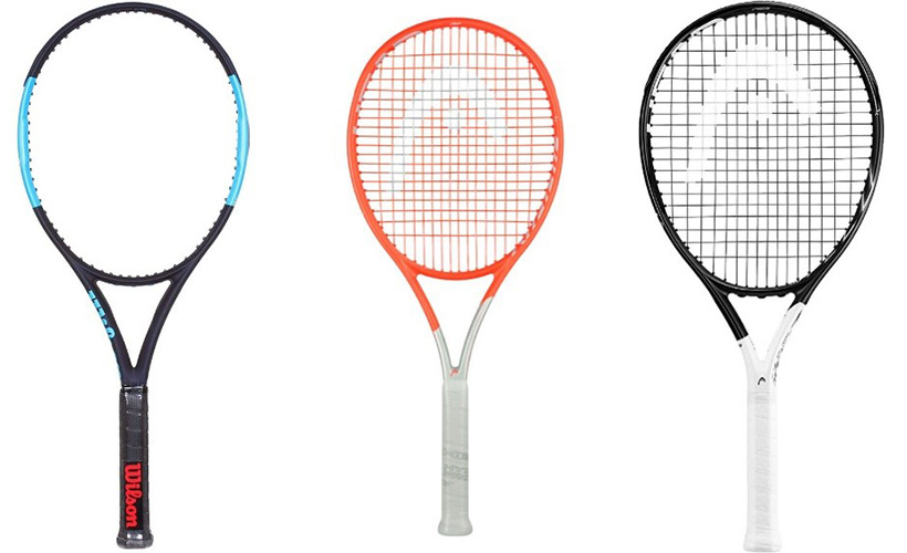Tennisschläger mit verschiedenen Besaitungen