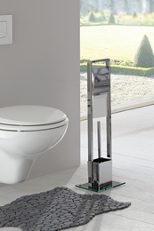 WC Toilettenbürste & Toilettenpapierhalter Kombi rose Klo Garnitur Bad Toilette 