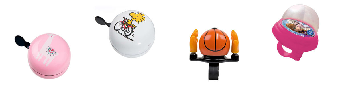 Klingel mit Lama-Motiv, Peanuts-Motiv, Disney Frozen-Motiv, Basketball als Klangkörper