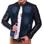 Herren-Bikerjacke mit Jeansstoff