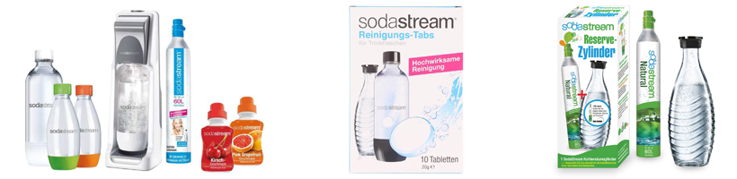 Starter-Kit, Reinigungs-Tabs und Reserve-Zylinder von SodaStream