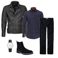Eleganter Look mit Bikerjacke