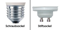 Stiftsockel und Schraubsockel