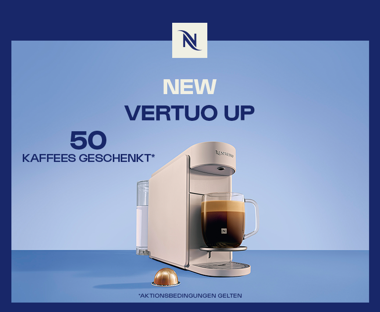 New Vertuo Up. 50 Kaffees geschenkt. Aktionsbedingungen beachten. Nespresso. Jetzt entdecken