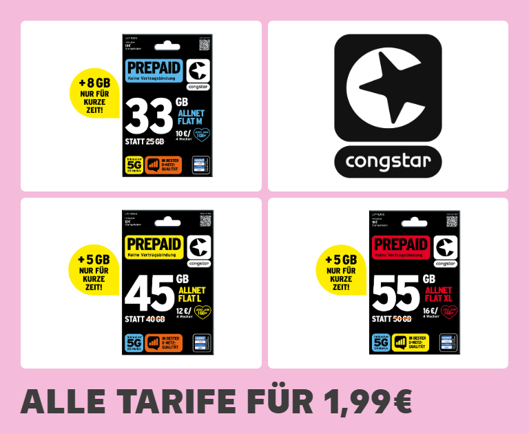 Alle Tarife für 1,99€. Jetzt entdecken