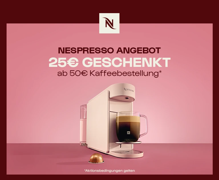 Nespresso Angebot 25€ geschenkt ab 50€ Kaffeebestellung. Jetzt entdecken