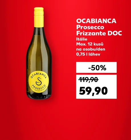 OCABIANCA Prosecco Frizzante DOC Itálie, se slevou -50 % za 59,90 Kč