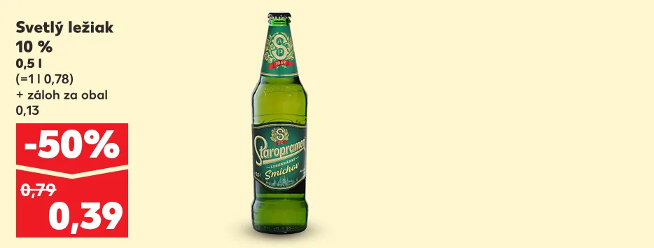 Svetlý ležiak 10 %, 0,5 l, 0.39 €