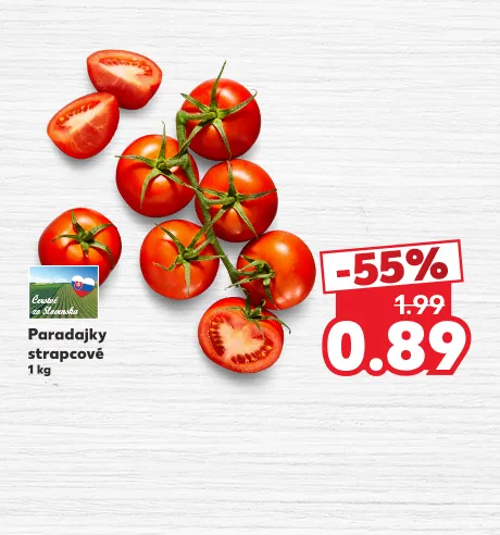 Paradajky strapcové, 1 kg, 0.89 €