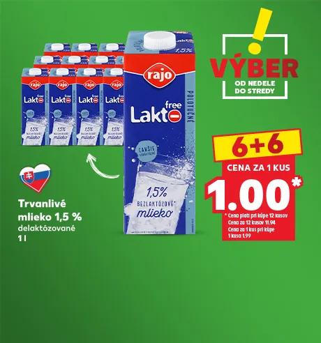 Trvanlivé mlieko 1,5 %, delaktózované, 1 l