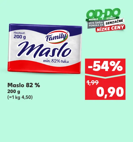 Maslo 82 %, 200 g, 0.90 €