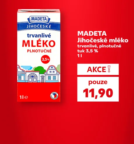 Madeta Jihočeské mléko trvanlivé plnotučné