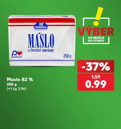 Maslo 82 %, 250 g, 0.99 €