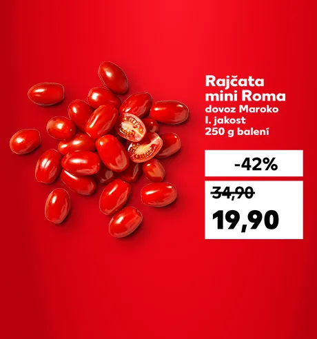 Rajčata mini Roma dovoz Maroko I. jakost 250 g balení