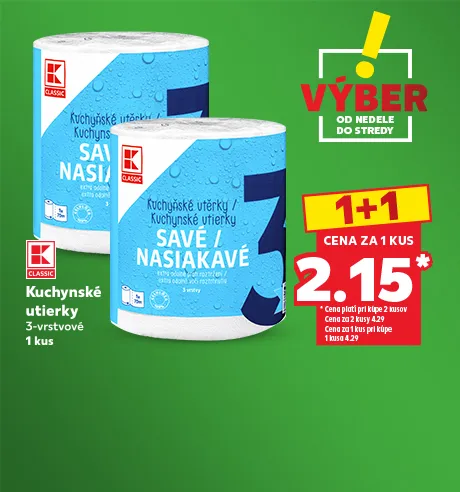 Kuchynské utierky, 3-vrstvové, 1 kus, 2,15 €
