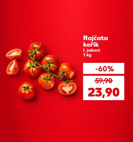 Rajčata keřík 1 kg se slevou -60 % za 23,90 Kč