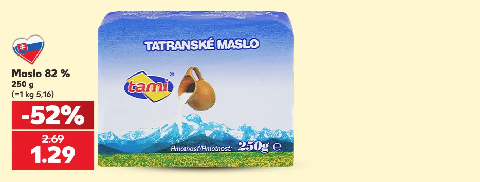 Maslo 82 %, 250 g, 1.29 €