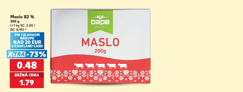 Maslo 82 %, 200 g, 0.48 €