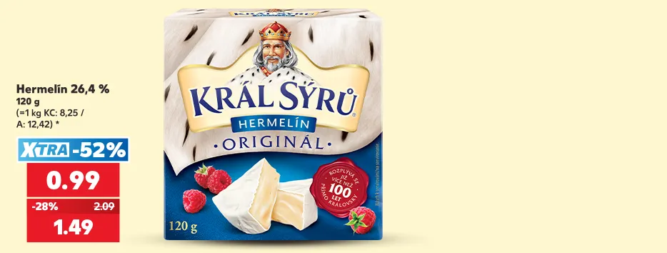 Hermelín 26,4 %, 120 g, 0.99 €