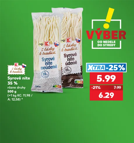 Syrové nite 35 %, rôzne druhy, 500 g, 5.99 €