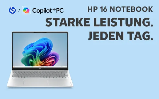 HP Copilot PC. HP 16 Notebook. Starke Leistung. Jeden Tag. Jetzt entdecken