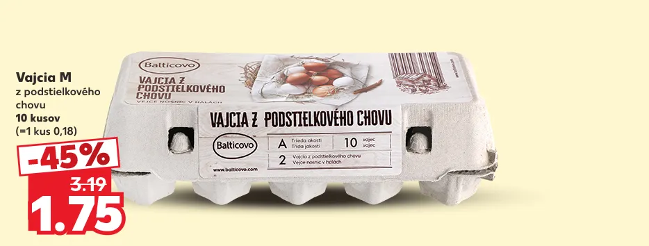 Vajcia M z podstielkového chovu, 10 kusov, 1.75 €