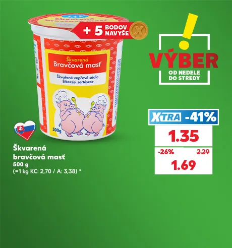 Škvarená bravčová masť, 500 g, 1.35 €