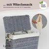 Wäschekorb mit Deckel 58 l Nischenwäschekorb schmal Baumwolle grau Podgląd zdjęcia produktu