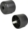 Two black furniture feet are shown against a white background. One is angled to show its hexagonal socket, and the other is angled to show its threaded bolt. Voir les images du produit