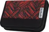 A pencil case with a red and black geometric pattern. Produktbild-Vorschau
