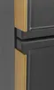 A close-up view of a dark gray cabinet with gold handles. Náhled obrázku produktu