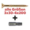Holzschrauben 3x30 mm TX10 Senkkopf Teilgewinde mit Bit 500 Produktbild-Vorschau 6